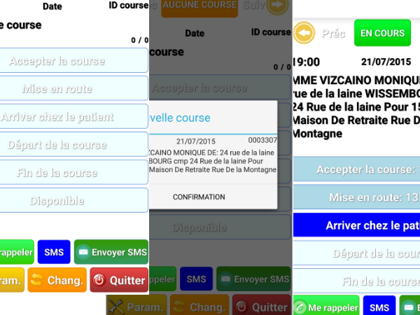 TéléTaxi P2 gestion des courses sur mobile